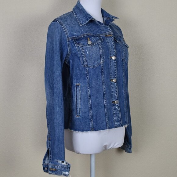 Joe's Jeans Distressed Denim Trucker Jacket - Picture 5 of 9